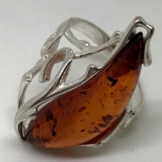 Кольцо с янтарем "Генуя" коньяк